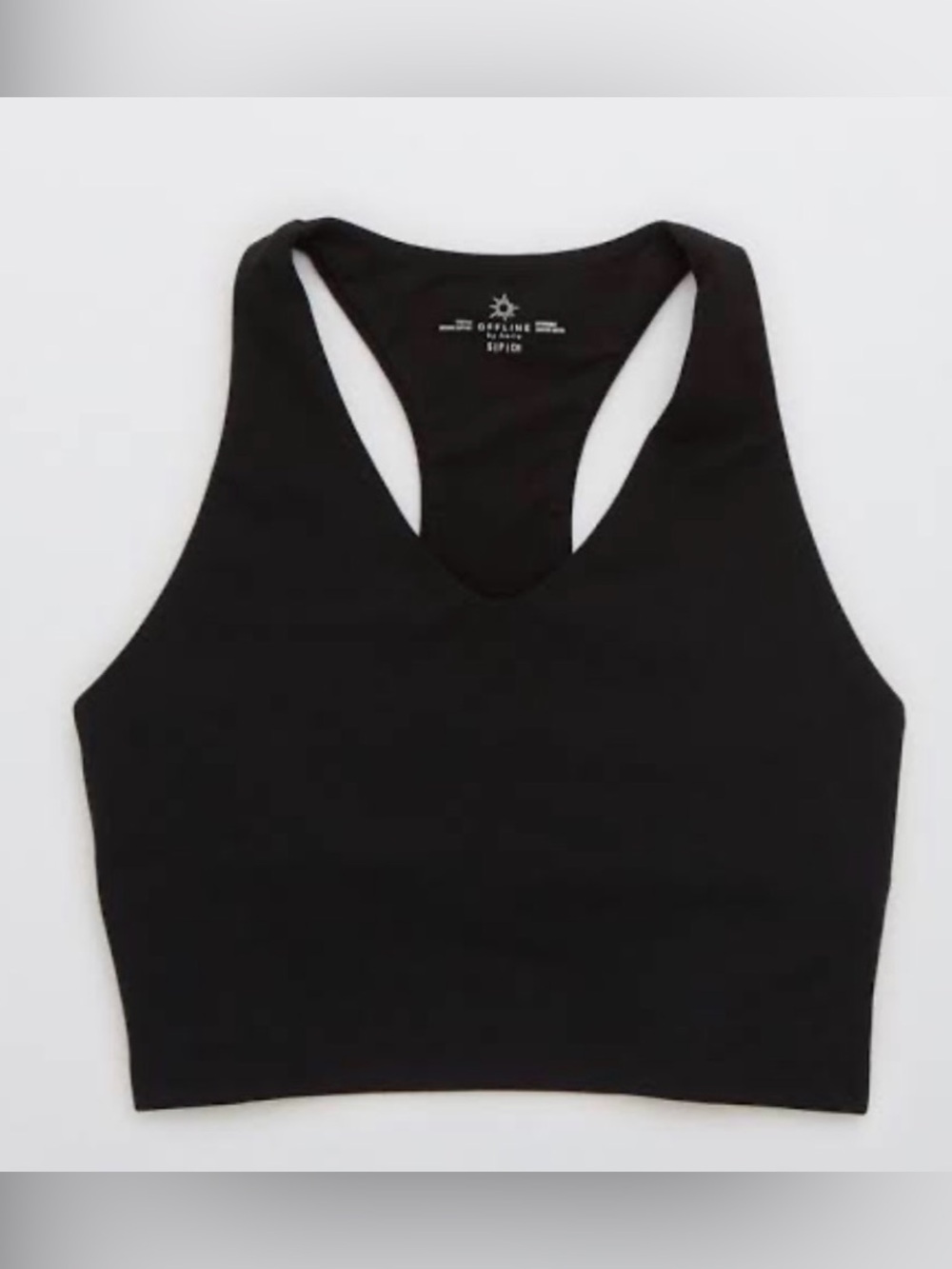 Aerie The Hugger Pop Stitch Voop Sports Bra Medium Black Size Medium
